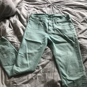 Mint colored BDG Twig skinny jeans